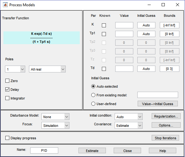 Ventana para la estimación del modelo ventana del model estimation